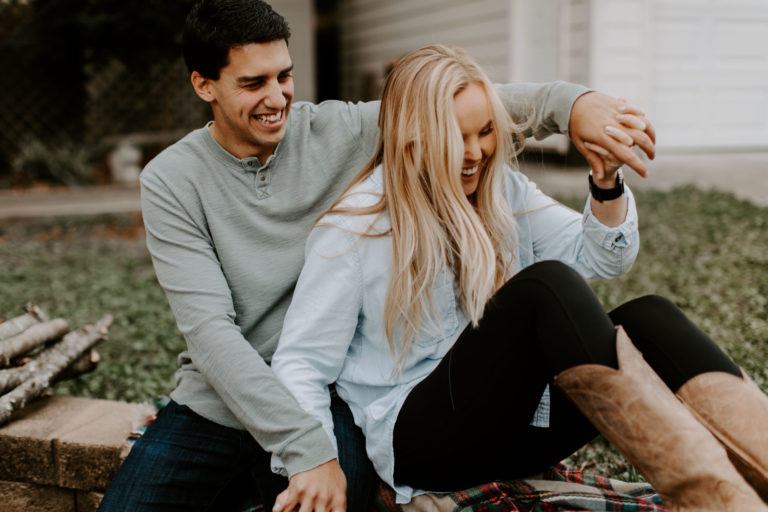 Backyard Bonfire Engagement Session – Charlotte North Carolina