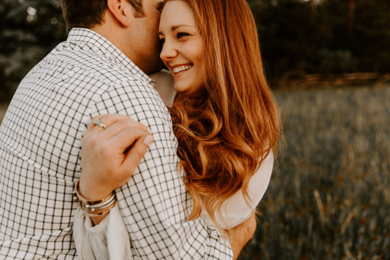 Sunset, open field engagement session – Fort Mill, South Carolina