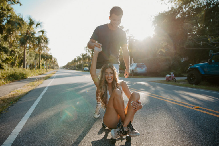 Skateboarding Beach Sunset Couples Session – Isle of Palms, South Carolina